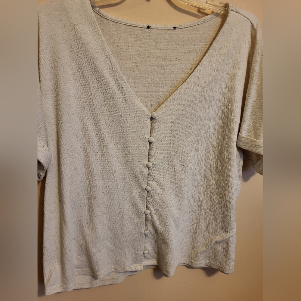 Women's Cream Button-Down Top